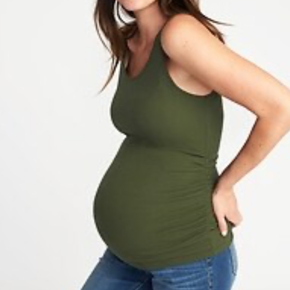 Old Navy Maternity first layer army green fitted ribbed knit tank size medium